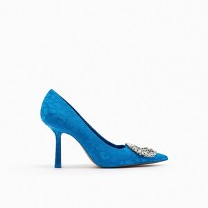 NEW Zara Size 8 Blue Ornament Heels